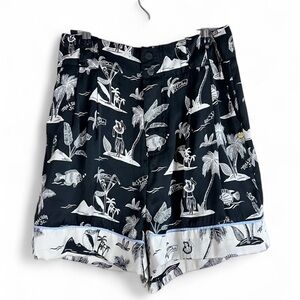 Maison Scotch Les Tropiques Tropical Aloha Hula Shorts Black White Small
